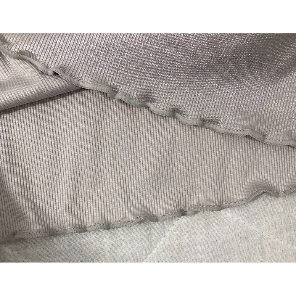Jessica Simpson Blouse Women's Size 2X Silver Grey Metallic Lace Trim Ribbed Top - Picture 6 of 12